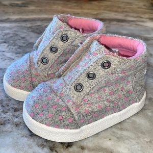 TOMS Pink and Grey wool toddler high tops